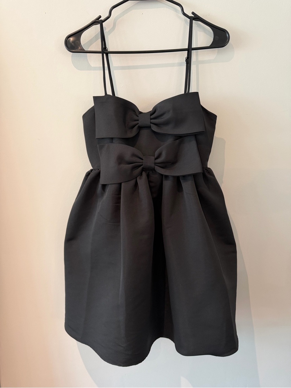 Sachin + Babi Black Double-Bow Spaghetti Strap Kids Dress